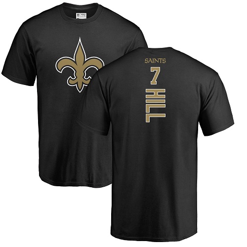 Men New Orleans Saints Black Taysom Hill Backer NFL Football #7 T Shirt->new orleans saints->NFL Jersey